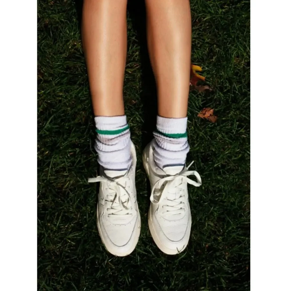 Soludos Women's White Leather Roma Retro Sneakers Size 8